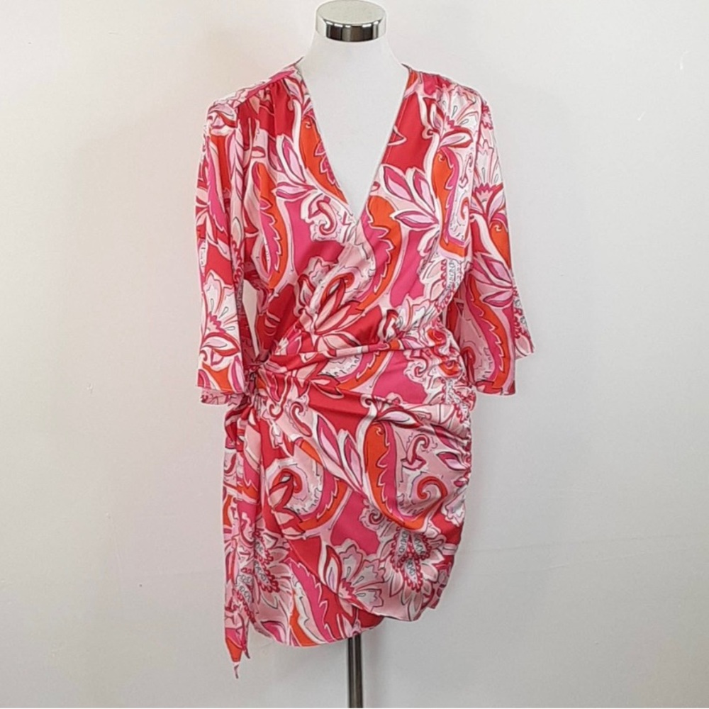 Zara Red/Pink Printed Wrap Dress
